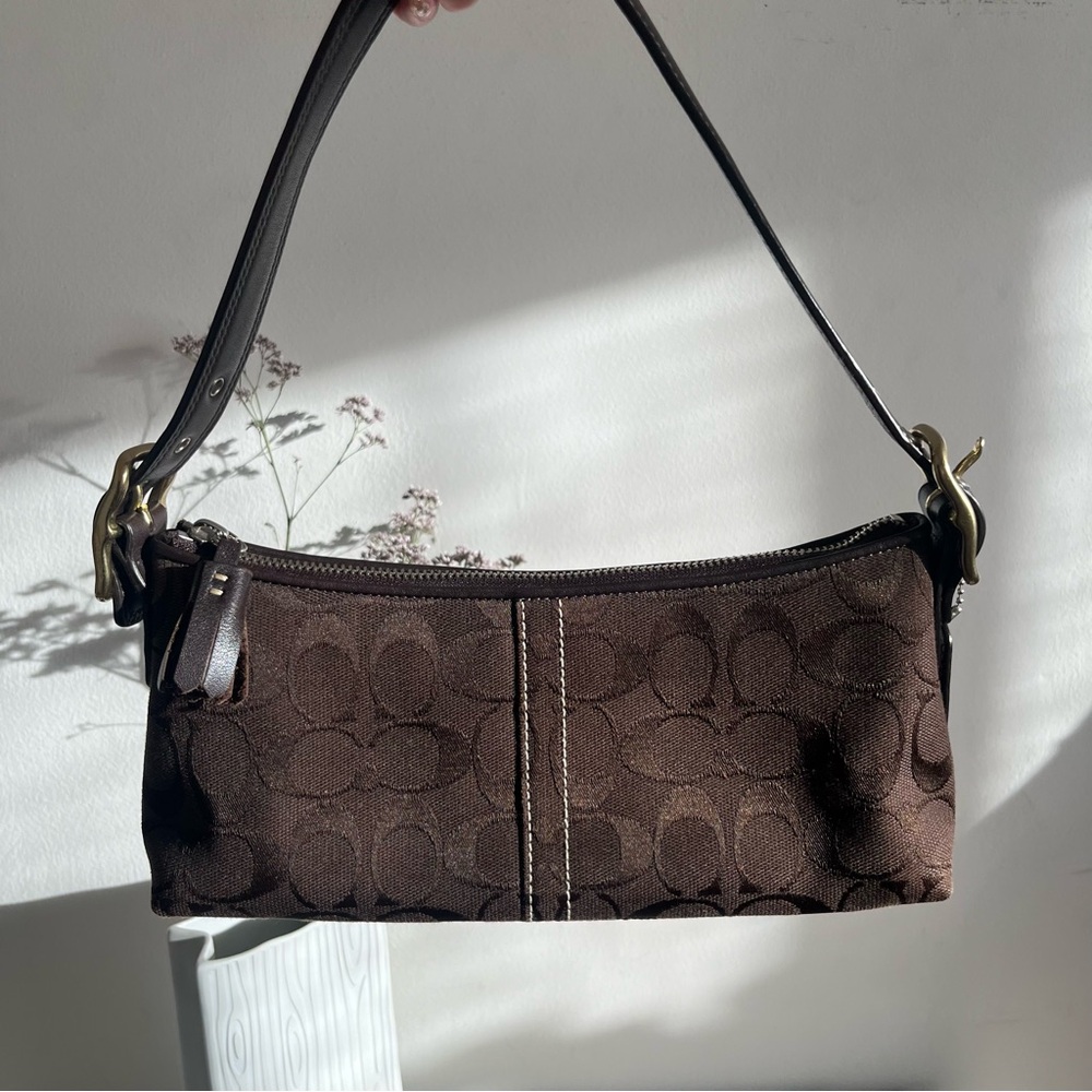 Vintage Coach East West Baguette Y2K 8K01 Demi Soho Hobo Bag Brown Shoulder Bag